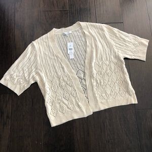 Robbie Bee Cream Knit Short Sleeved Cardigan Large